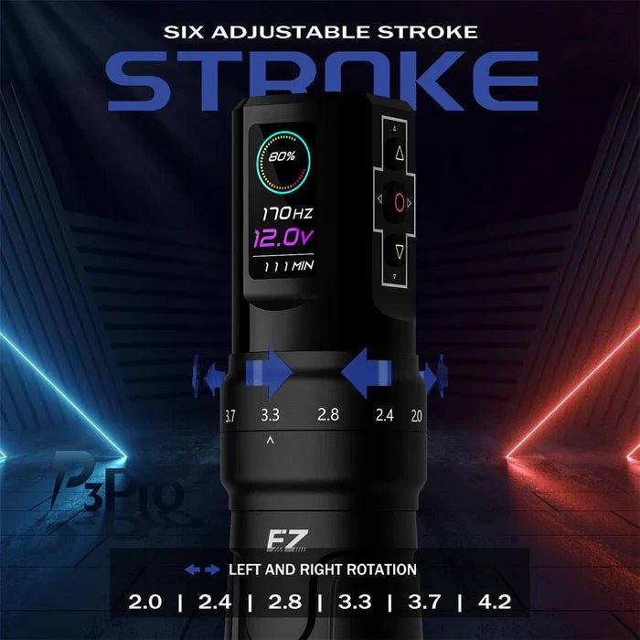 EZ P3 Pro Adjustable Stroke Wireless Battery Tattoo Pen Machine - Mad Rabbit Tattoo